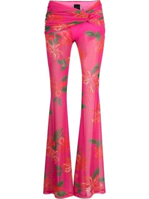 Chippewa semi-sheer floral trousers by PINKO
