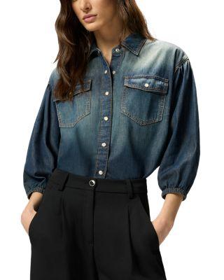 Danae Light Denim Fluid Blouse by PINKO