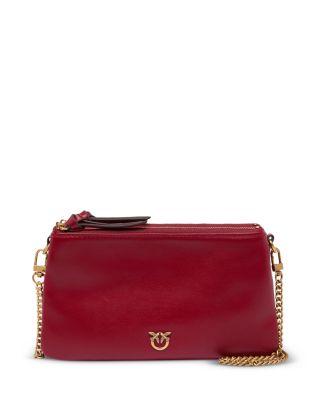 Double Mini Vitello Leather Crossbody by PINKO
