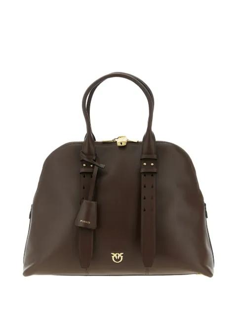 Escape love birds logo leather bowling maxi tote bag by PINKO