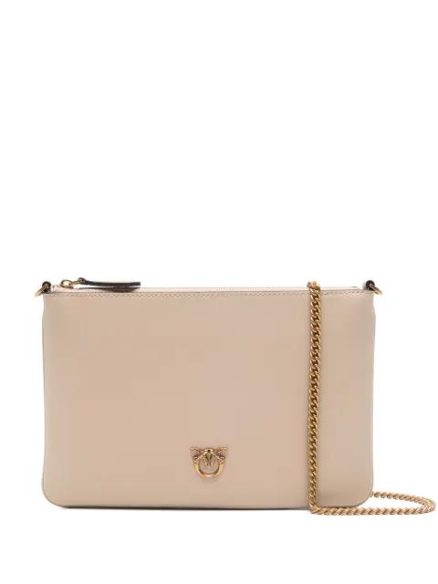 Flat Classic logo-plaque clutch bag by PINKO