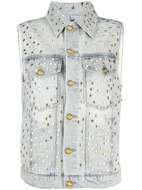 Gemito studded distressed gilet by PINKO