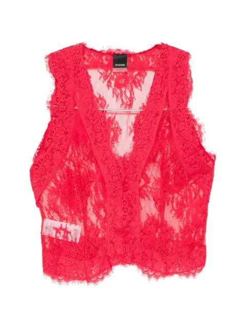 Grazioso lace-embroidered sleeveless jacket by PINKO