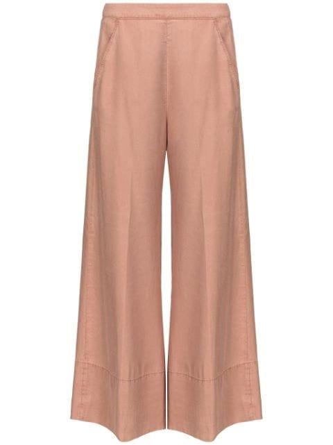 Love Birds-embroidered washed wide-leg trousers by PINKO