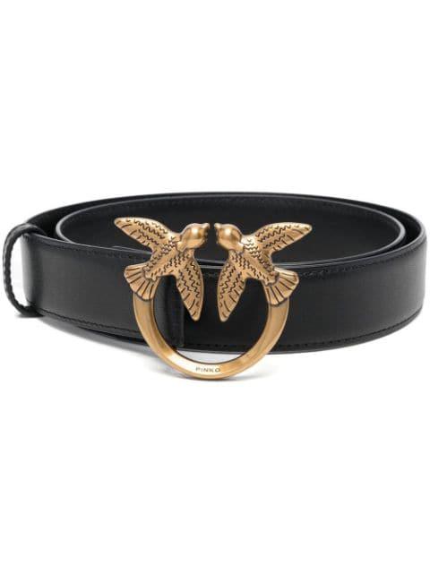 Love Birds logo-plaque leather belt by PINKO