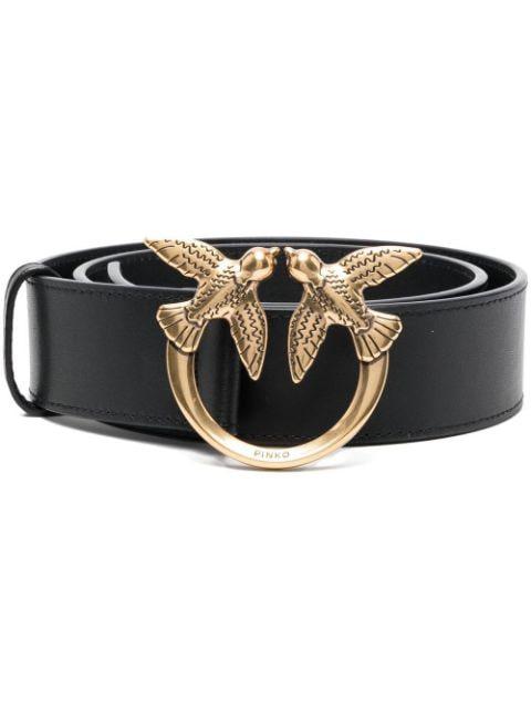 Love Birds logo-plaque leather belt by PINKO