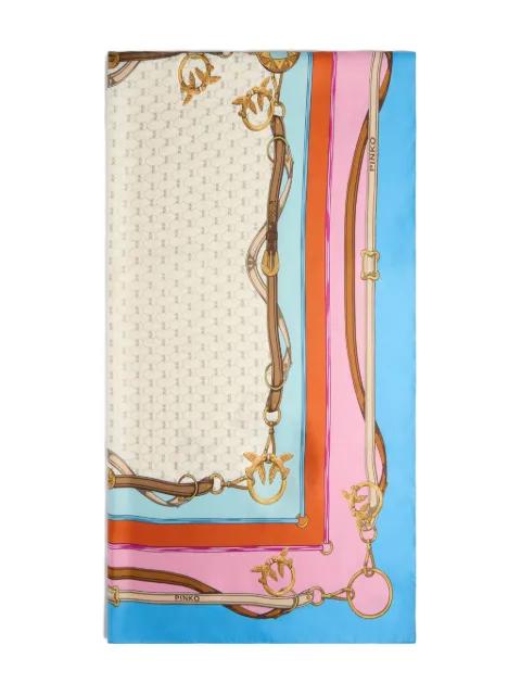 Love Birds-print silk-blend scarf by PINKO