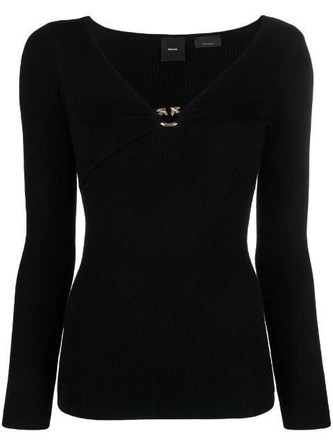 Love Birds ribbed-knit top by PINKO