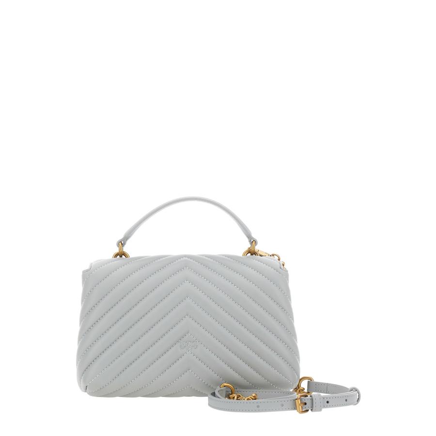 Pinko Grey Shoulder Bag With Adjustable And Removable Shoulder Strap And Love Birds Plaque On The Front In Leather Woman by PINKO