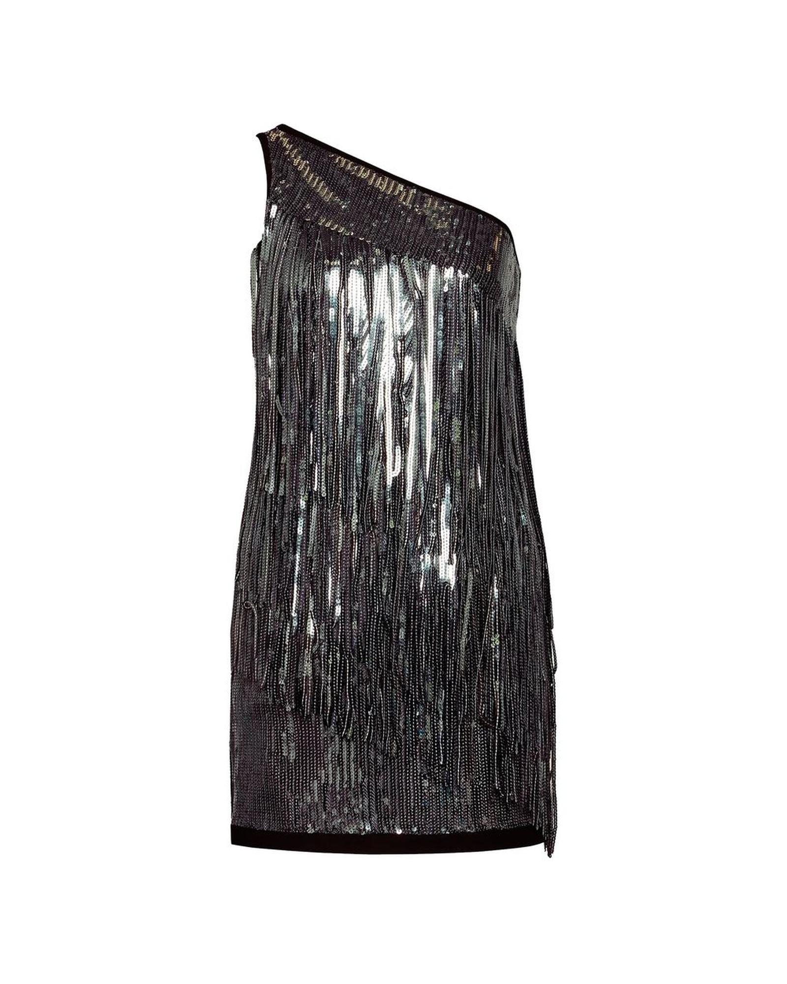 Sequin Fringe Mini Dress Women - Gray Dresses by PINKO