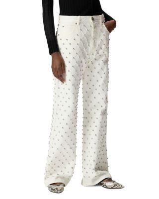 Wanda Mid Rise Wide Leg Jeans in White by PINKO