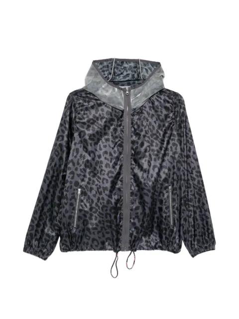 animal-print hoodied jacket by PINKO