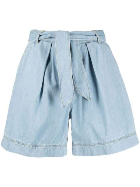 belted denim shorts by PINKO