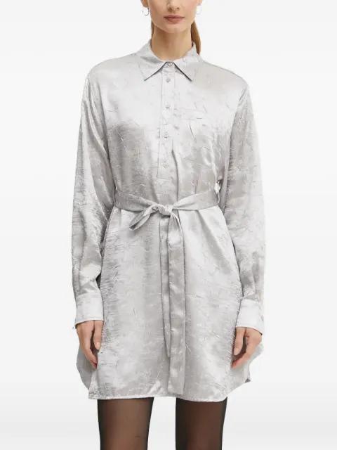 belted-waist long-sleeve mini shirt dress by PINKO