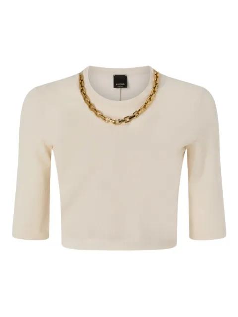chain-neckline cropped T-shirt by PINKO