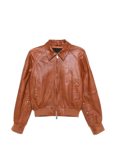 collared leather jacket by PINKO