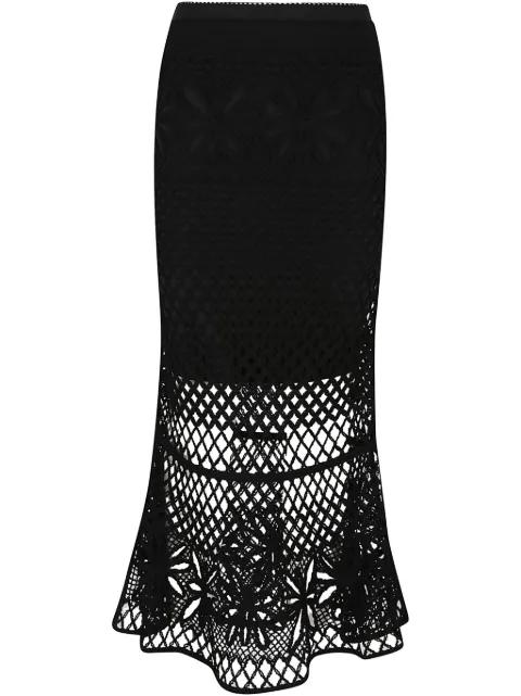 crochet-effect maxi skirt by PINKO