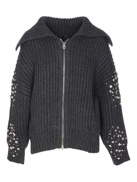crystal-embellished ribbed cardigan by PINKO
