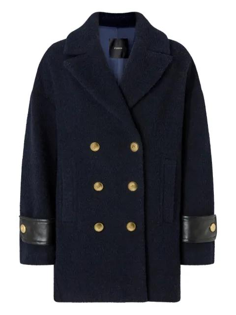 double-breasted embellished-cuff coat by PINKO