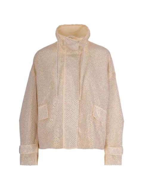 drawstring-neck rhinestone-embellished jacket by PINKO
