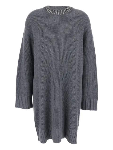 embellished-neckline knit mini dress by PINKO