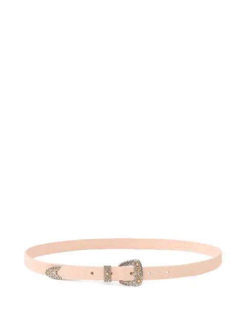 embossed buckle leather belt by PINKO