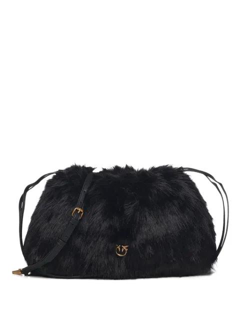 faux-fur logo-plaque clutch bag by PINKO