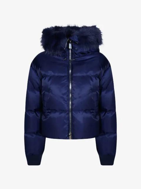 faux-fur trim puffer jacket by PINKO