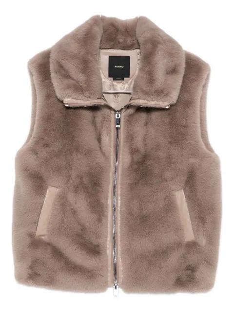 faux-fur zip-front vest by PINKO