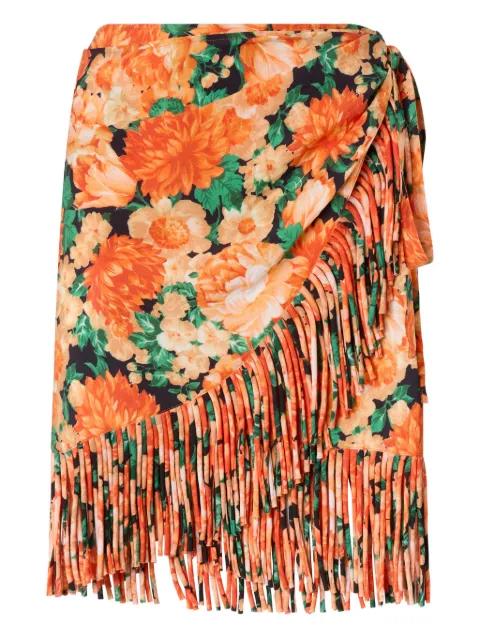 floral-pattern fringed skirt by PINKO