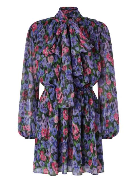 floral-print tie-neck mini dress by PINKO