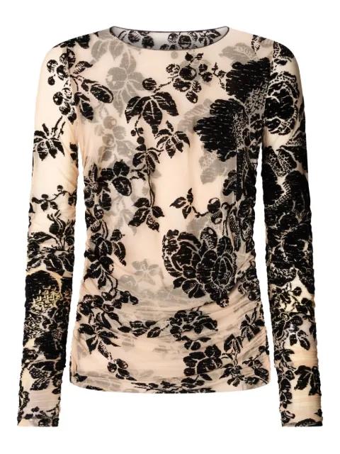 floral-velvet mesh top by PINKO