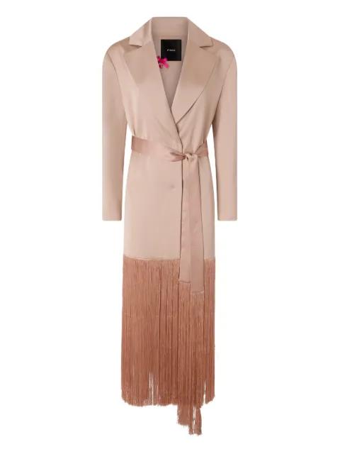 fringe-hem belted coat by PINKO