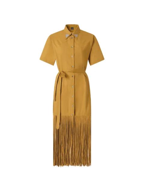 fringe-trimmed belted midi shirt dress by PINKO