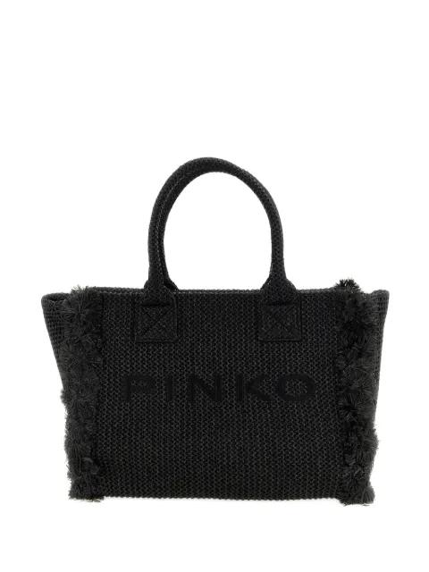 fringed raffia-effect tote bag by PINKO