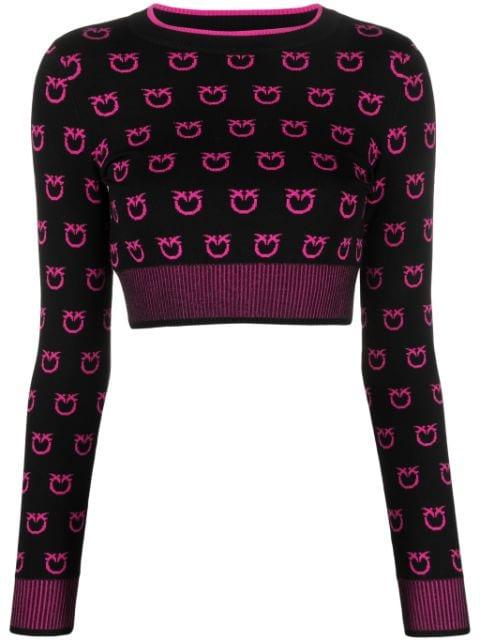 intarsia-knit cropped jumper by PINKO