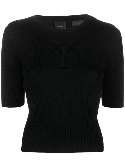 intarsia-knit logo ribbed-knit top by PINKO