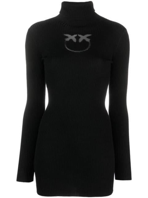 intarsia-knit logo roll neck jumper by PINKO