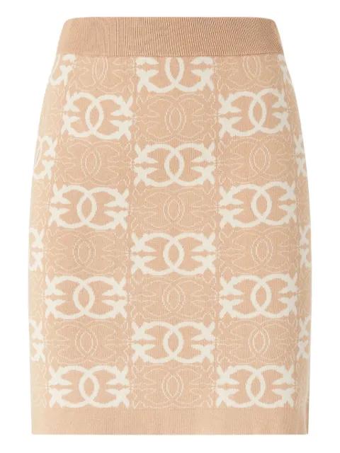 knitted logo-pattern straight skirt by PINKO