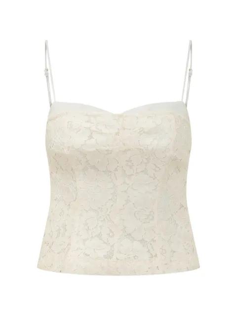 lace-overlay corset top by PINKO