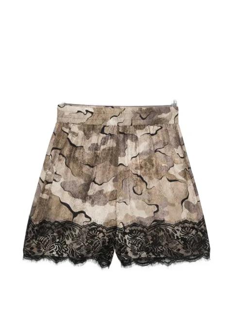 lace-trim camouflage-print shorts by PINKO