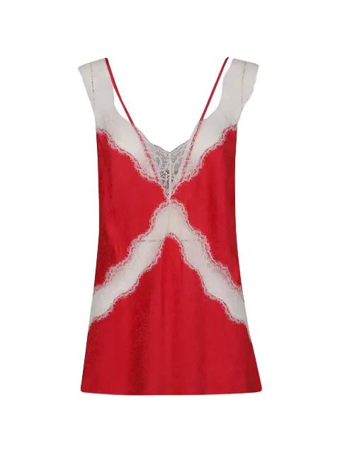 lace-trim jacquard top by PINKO