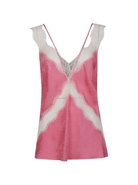 lace-trim jacquard top by PINKO