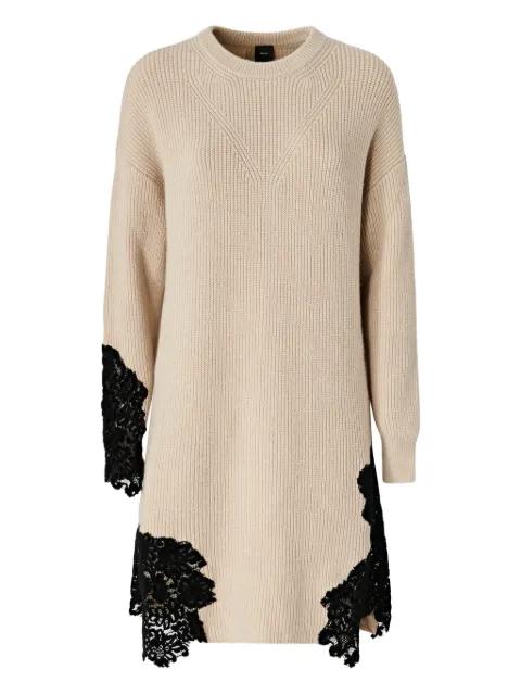 lace-trim knitted mini dress by PINKO