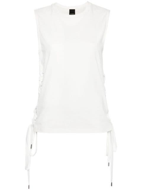lace-up cotton tank top by PINKO