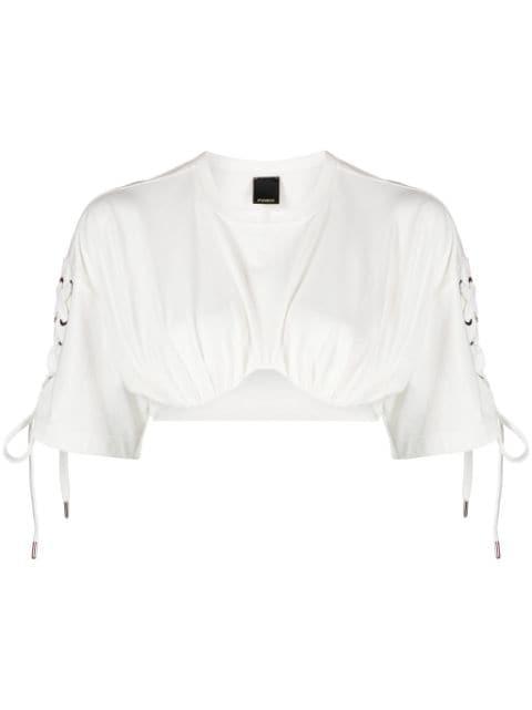 lace-up cropped T-shirt by PINKO