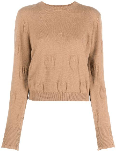 logo-debossed cashmere top by PINKO