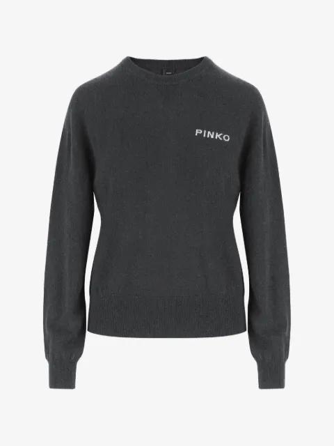 logo-embroidered intarsia-knit sweater by PINKO