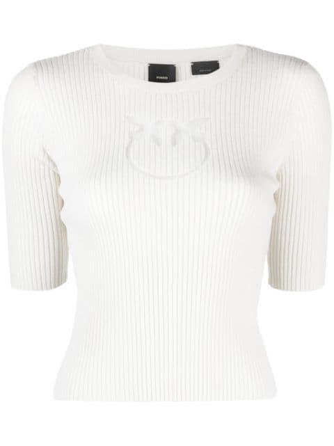 logo intarsia-knit wool top by PINKO