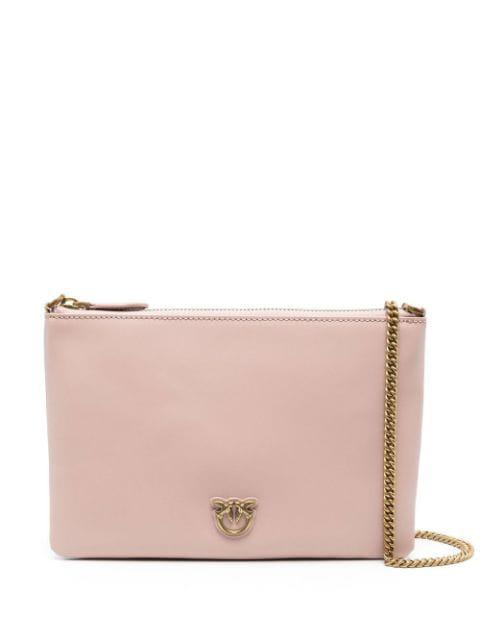 logo-plaque leather satchel bag by PINKO